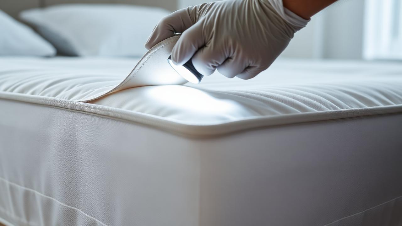 Mattress seam inspection during a professional bed bug assessment